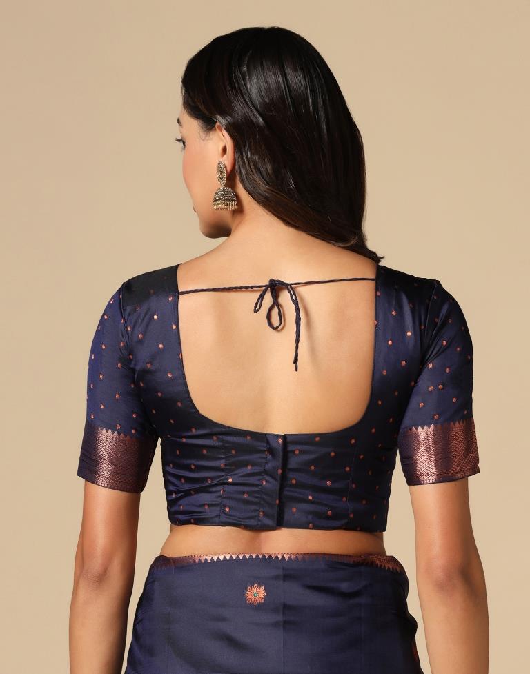 Dark Blue Silk Saree | Leemboodi