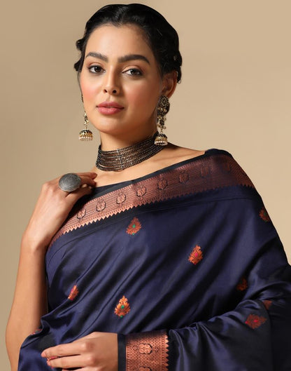 Dark Blue Silk Saree | Leemboodi
