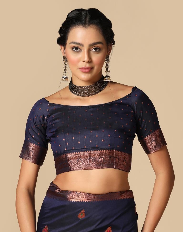 Dark Blue Silk Saree | Leemboodi