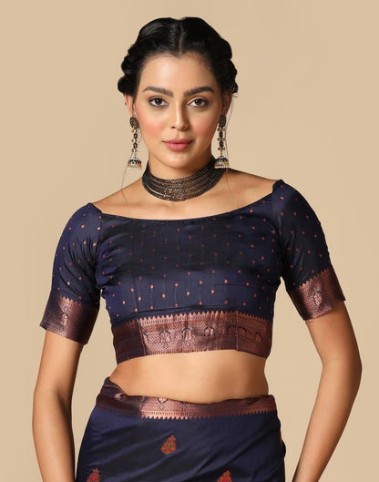 Dark Blue Silk Saree | Leemboodi