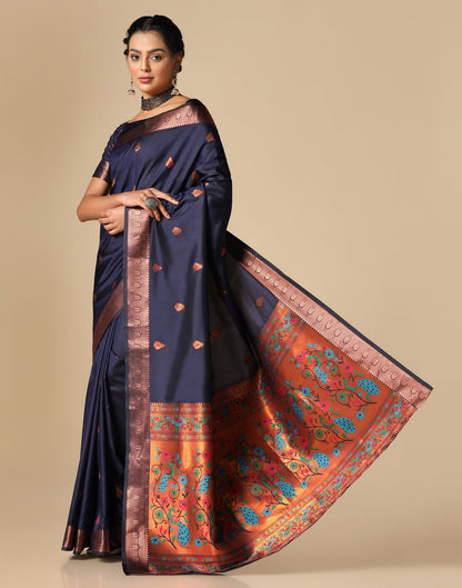 Dark Blue Silk Saree | Leemboodi