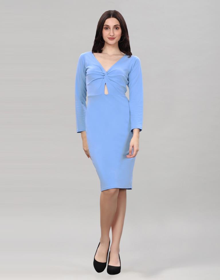 Light Blue Twist Knot Bodycon Dress | Sudathi