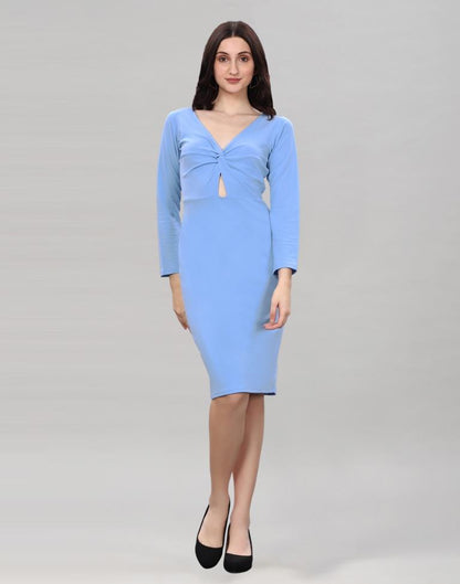 Light Blue Twist Knot Bodycon Dress | Sudathi
