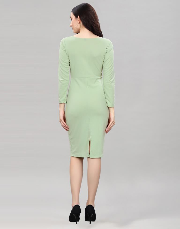 Pista Green Twist Knot Bodycon Dress | Sudathi