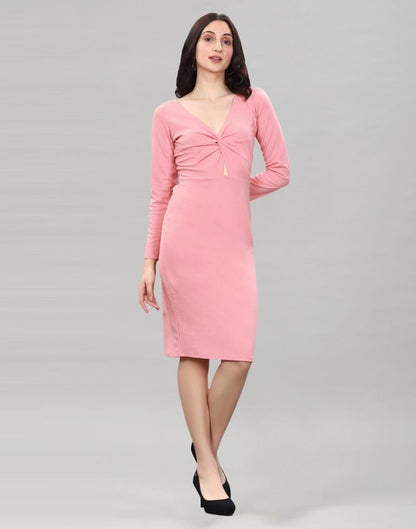 Peach Twist Knot Bodycon Dress | Sudathi