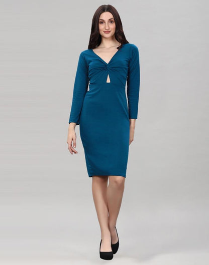 Teal Twist Knot Bodycon Dress | Sudathi