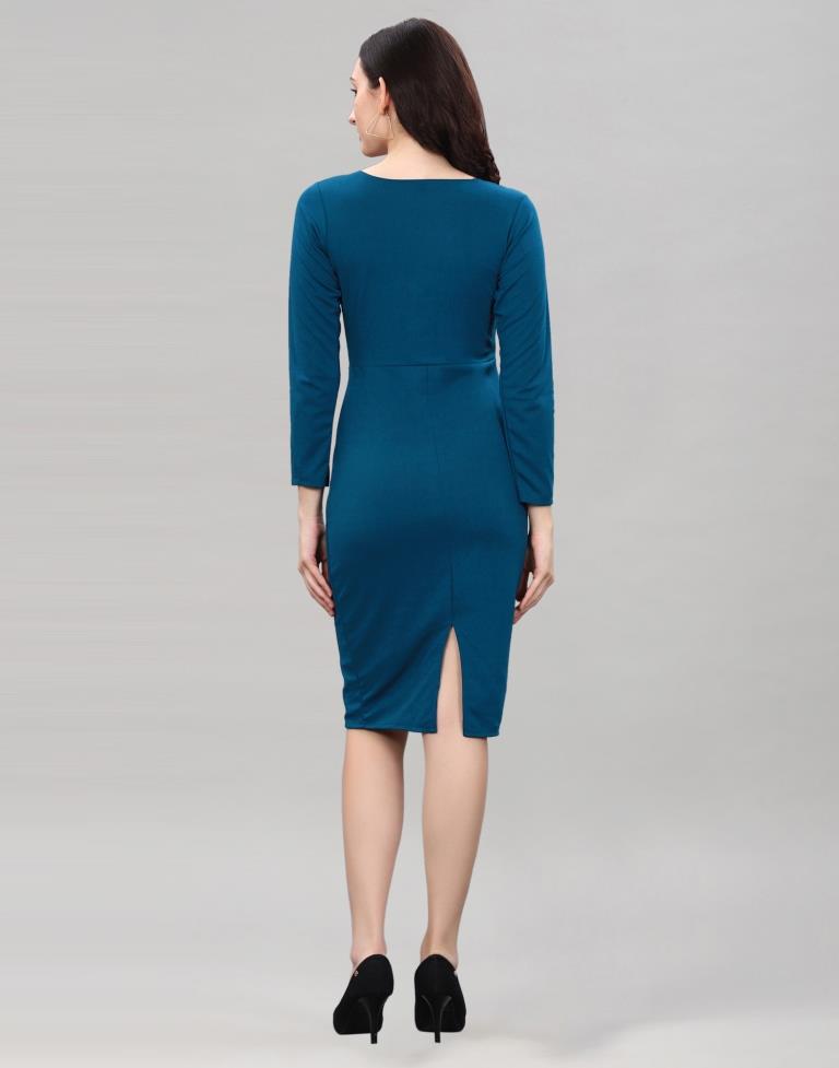 Teal Twist Knot Bodycon Dress | Sudathi