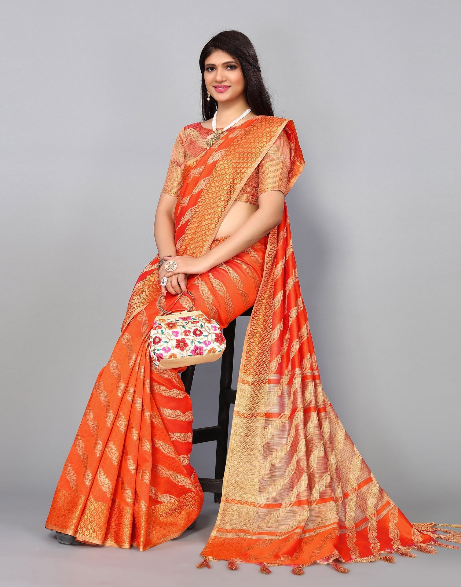 Orange Silk Saree | Sudathi