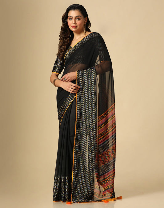 Black Georgette Saree | Leemboodi