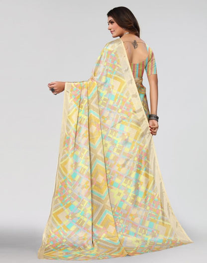Beige Printed Saree | Sudathi