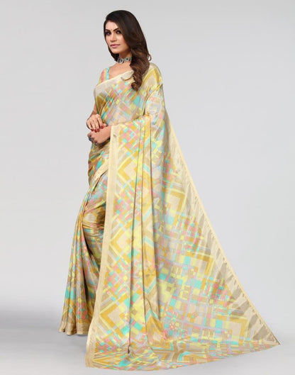 Beige Printed Saree | Sudathi
