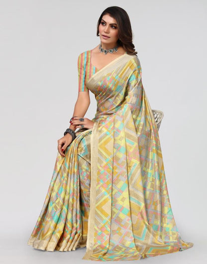 Beige Printed Saree | Sudathi