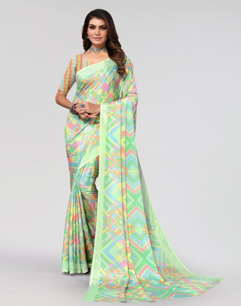 Sea Green Printed Saree | Sudathi