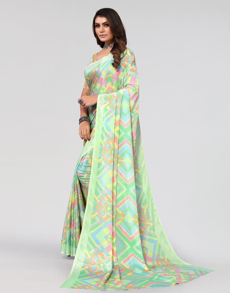 Sea Green Printed Saree | Sudathi