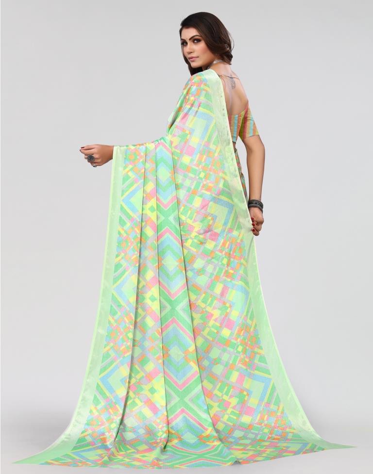 Sea Green Printed Saree | Sudathi