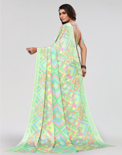 Sea Green Printed Saree | Sudathi