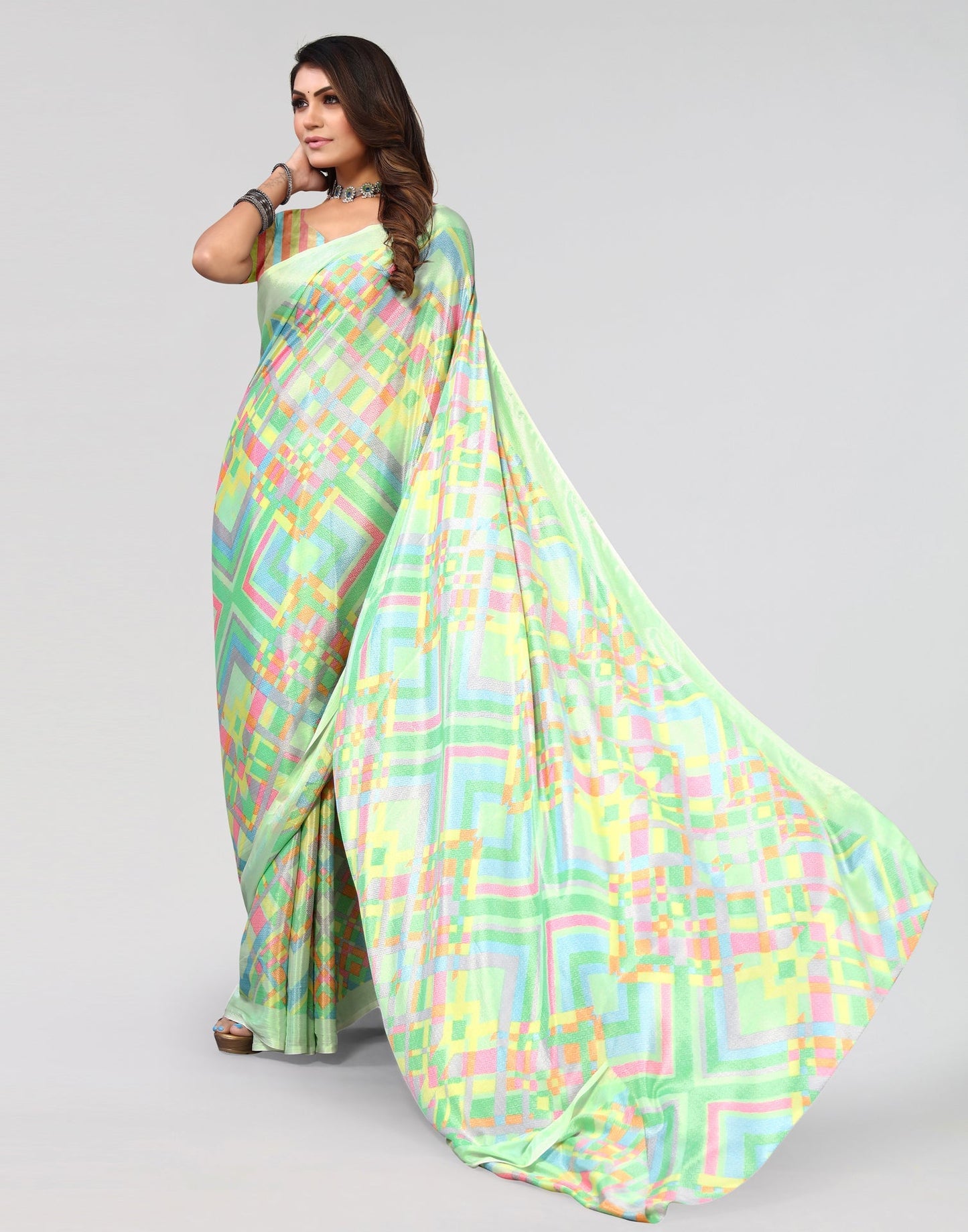Sea Green Printed Saree | Sudathi