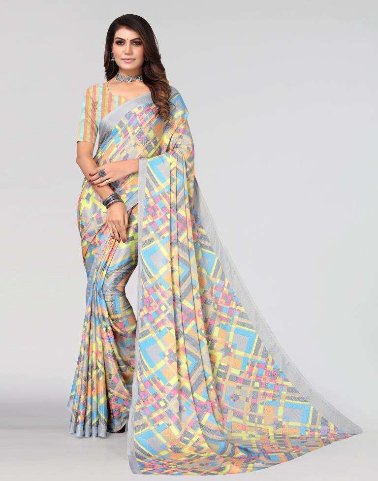 Grey Printed Saree | Sudathi