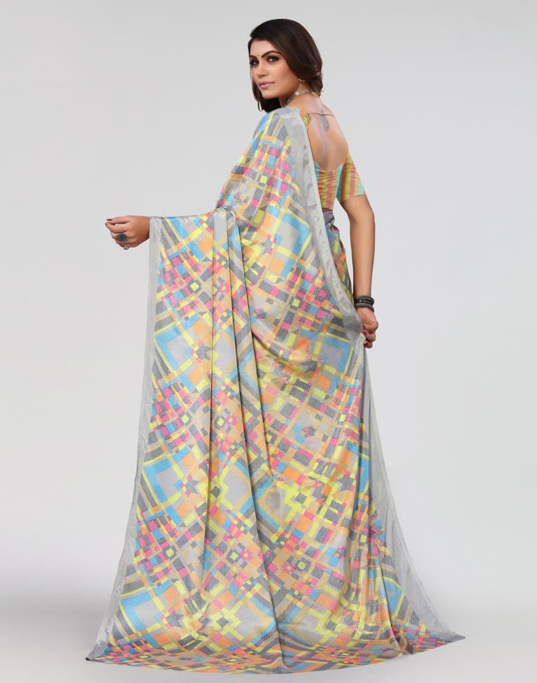 Grey Printed Saree | Sudathi