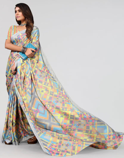 Grey Printed Saree | Sudathi