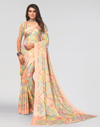 Orange Printed Saree | Sudathi