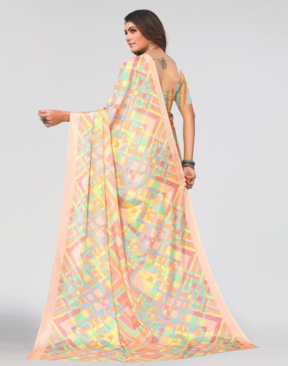 Orange Printed Saree | Sudathi