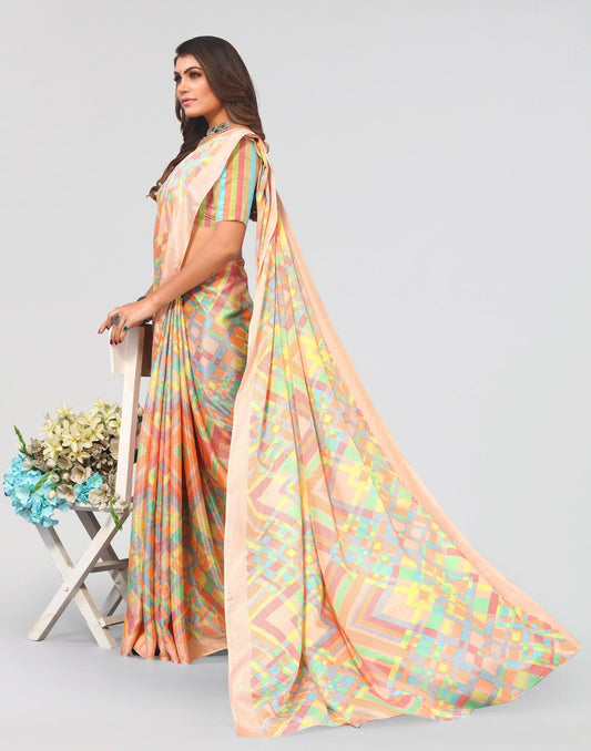 Orange Printed Saree | Sudathi