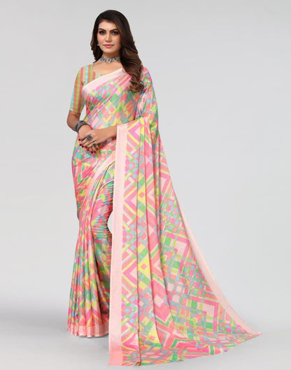 Pink Printed Saree | Leemboodi