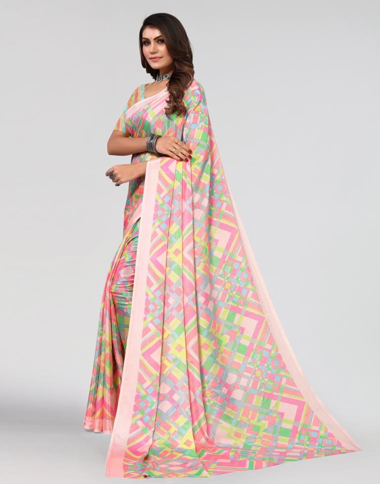 Pink Printed Saree | Leemboodi