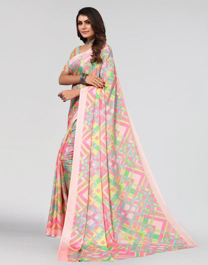 Pink Printed Saree | Leemboodi