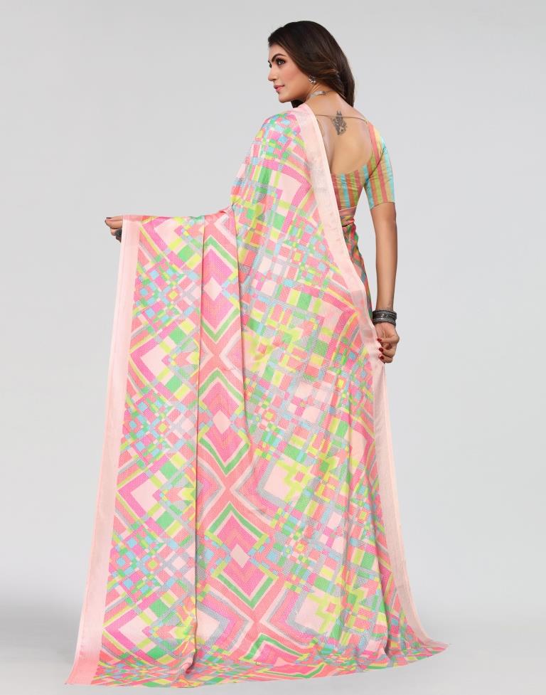 Pink Printed Saree | Leemboodi