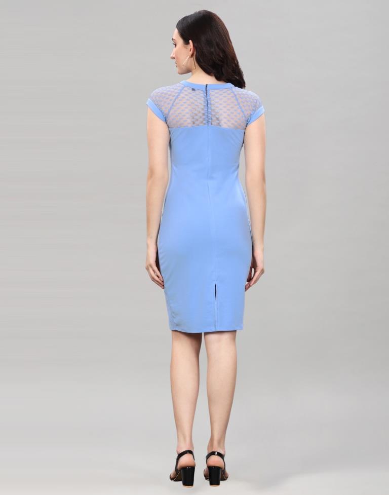 Light Blue Coloured Lycra Knitted Bodycon Dress | Sudathi