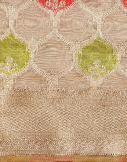 Beige Banarasi Organza Saree | Leemboodi