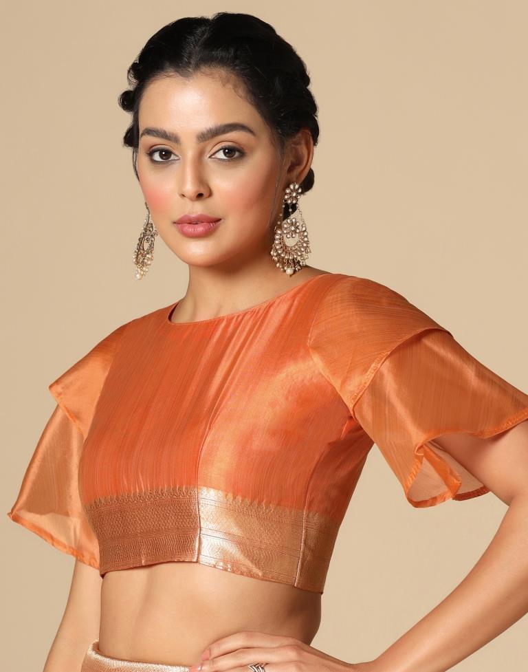 Orange Banarasi Organza Saree | Leemboodi