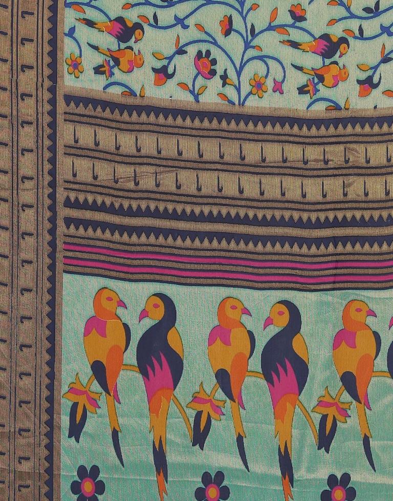 Light Blue Brasso Printed Woven Saree | Sudathi