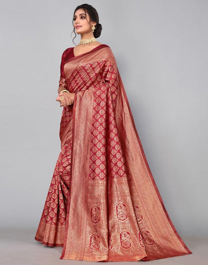 Maroon Banarasi Silk Saree | Sudathi