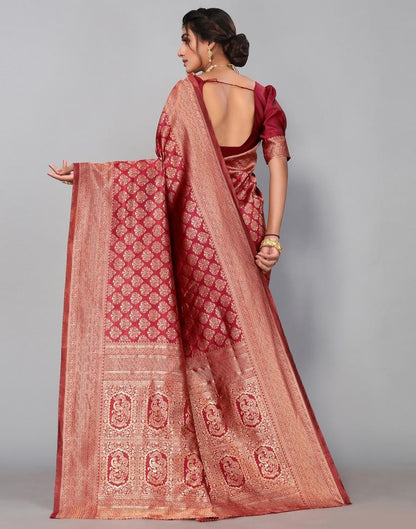 Maroon Banarasi Silk Saree | Sudathi