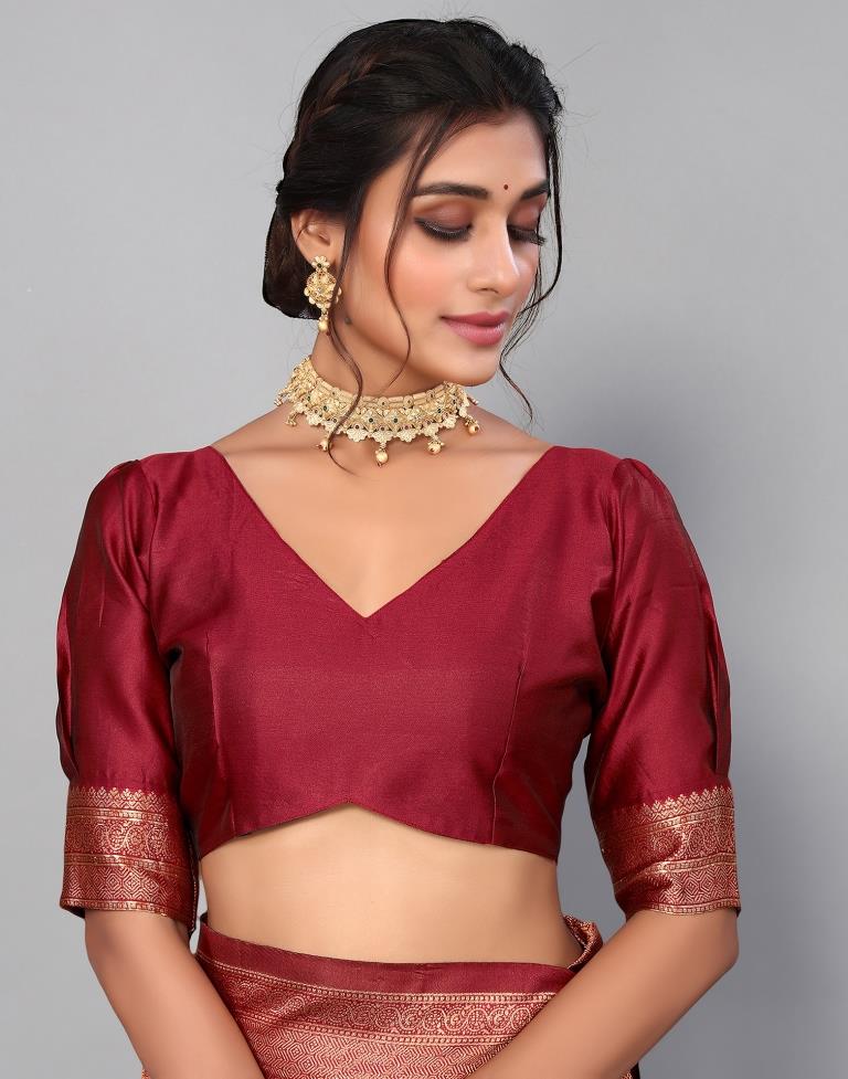 Maroon Banarasi Silk Saree | Sudathi