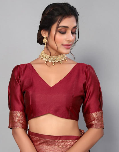 Maroon Banarasi Silk Saree | Sudathi