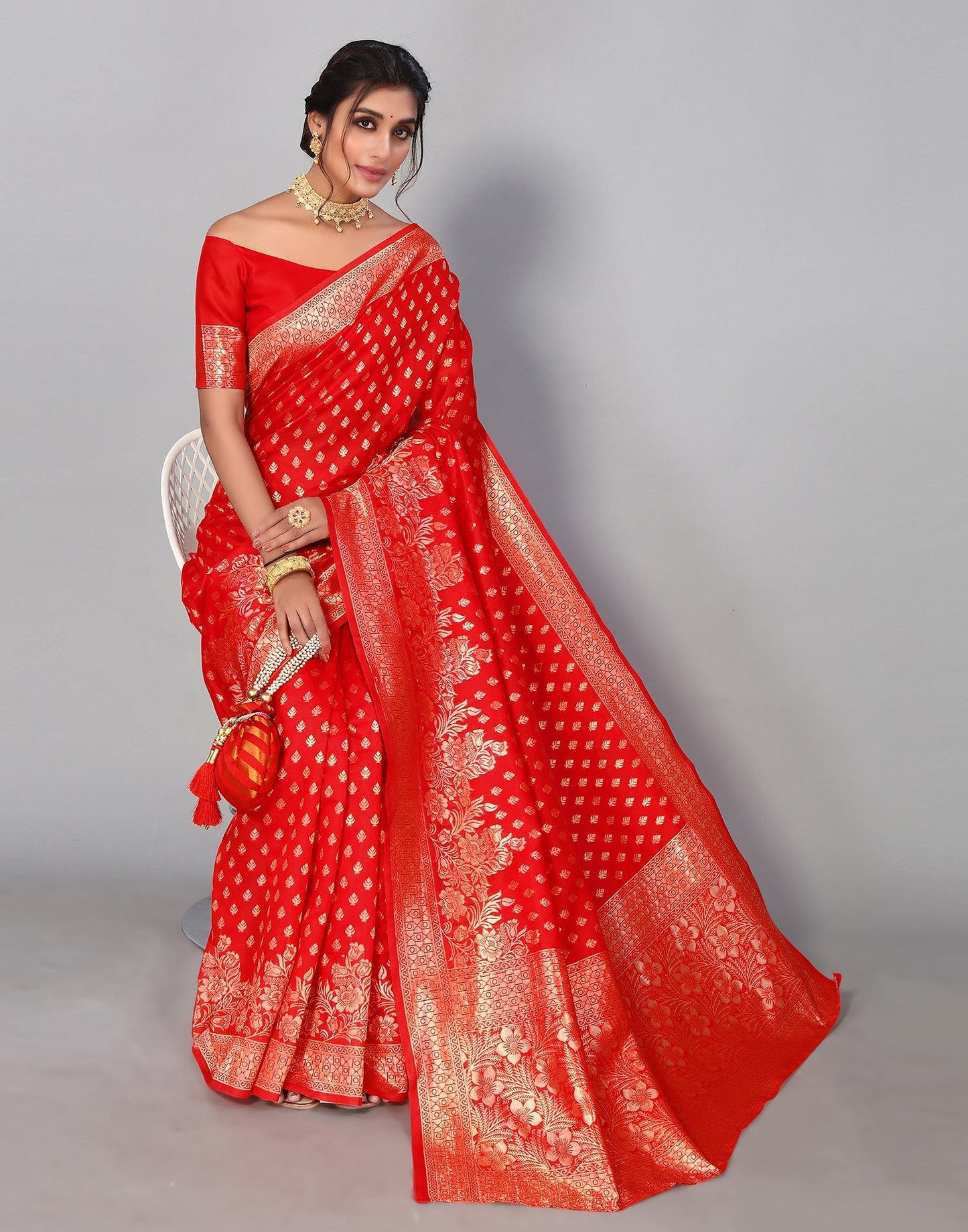 Red Banarasi Silk Saree | Sudathi
