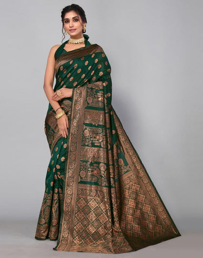 Dark Green Banarasi Silk Saree | Sudathi