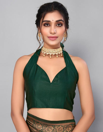 Dark Green Banarasi Silk Saree | Sudathi