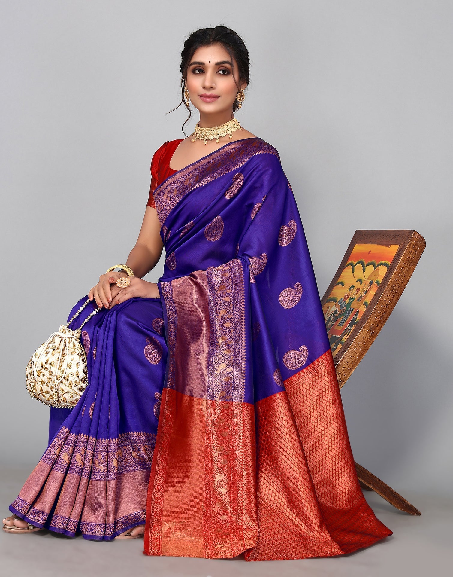 Violet Banarasi Silk Saree | Sudathi