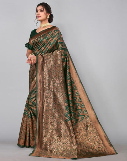 Dark Green Banarasi Silk Saree | Sudathi