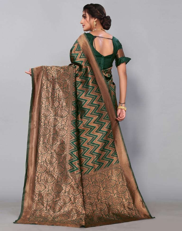 Dark Green Banarasi Silk Saree | Sudathi