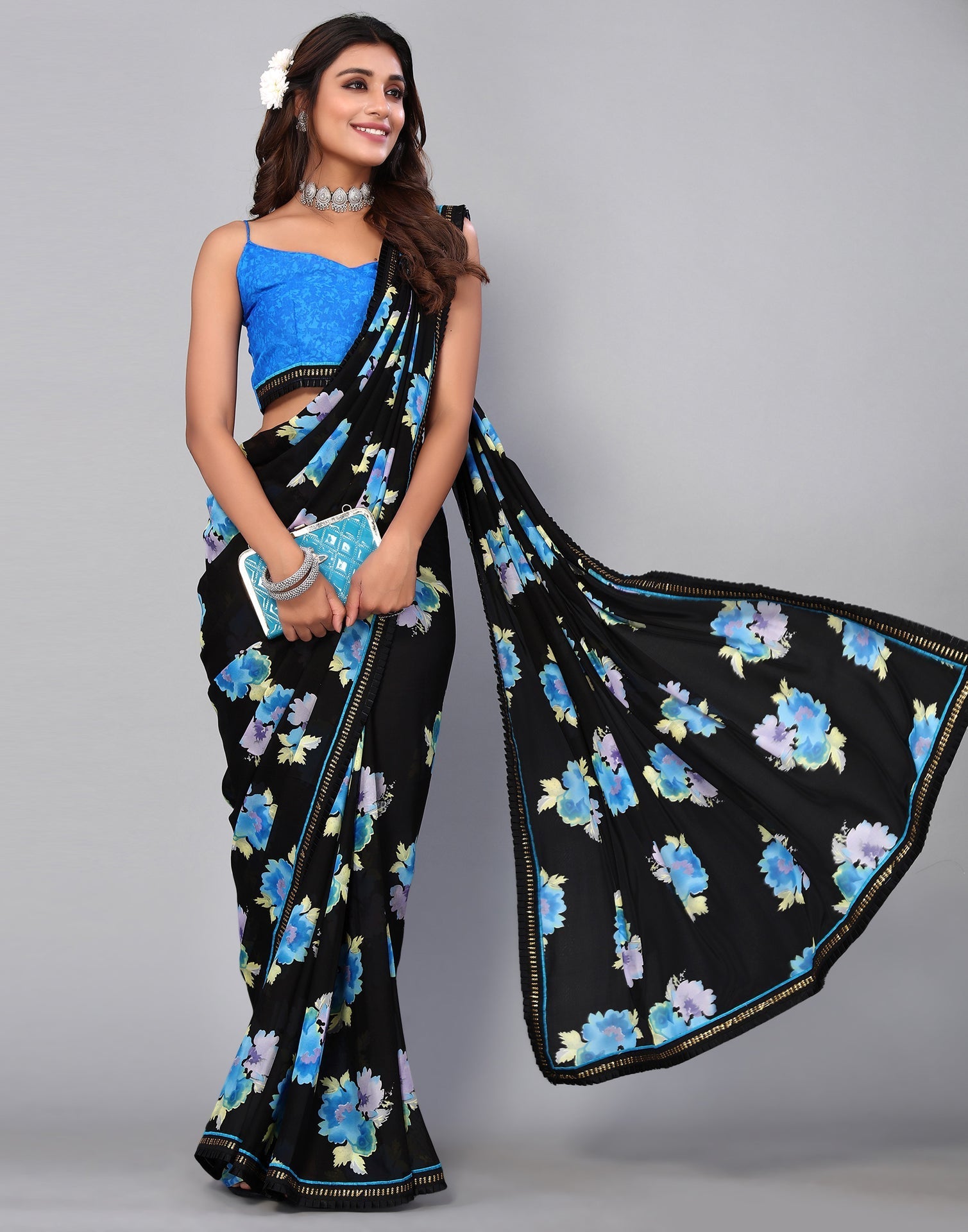 Black Georgette Saree | Sudathi