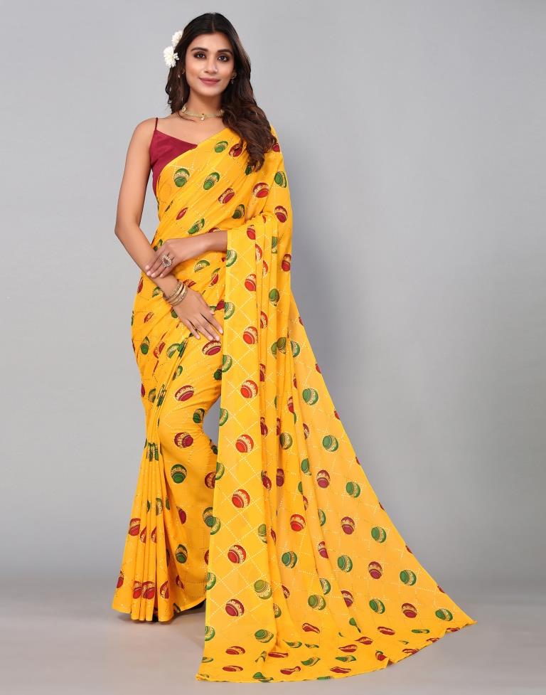 Yellow Georgette Saree | Sudathi