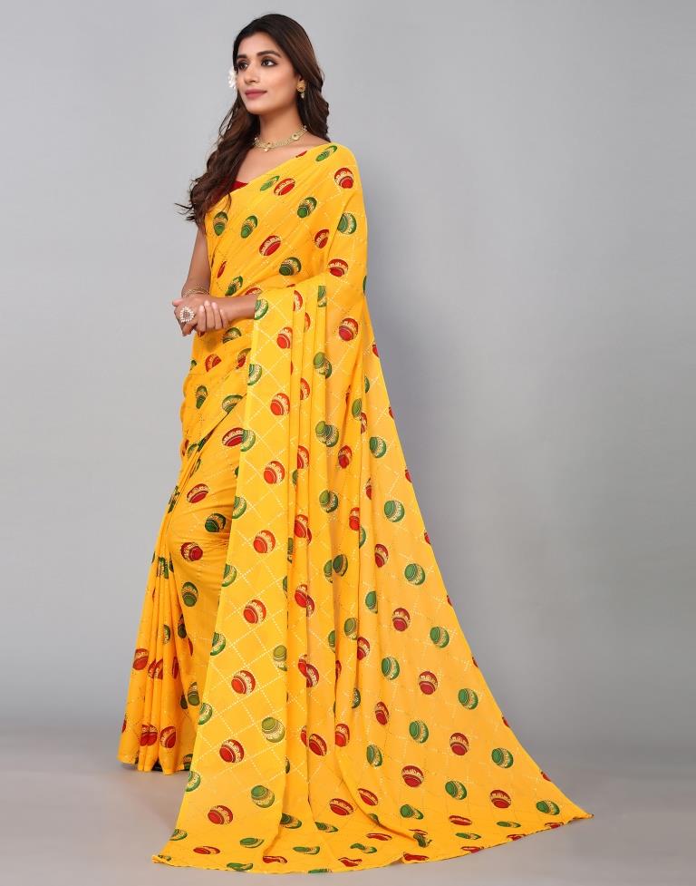 Yellow Georgette Saree | Sudathi