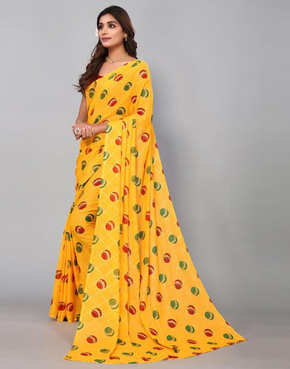 Yellow Georgette Saree | Sudathi