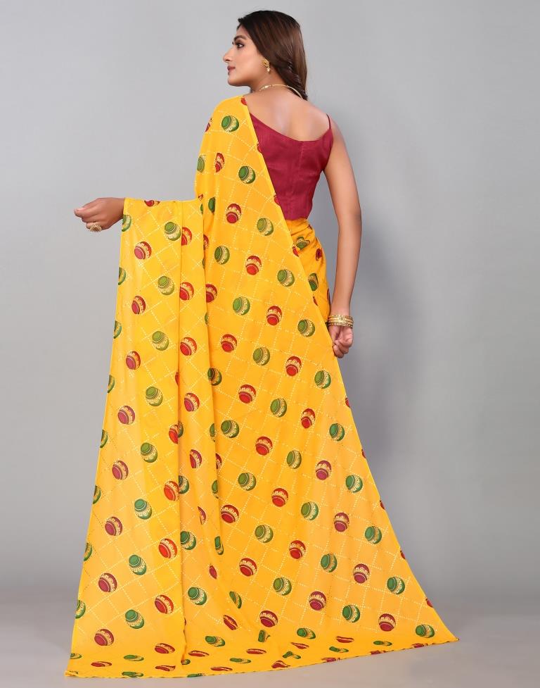 Yellow Georgette Saree | Sudathi